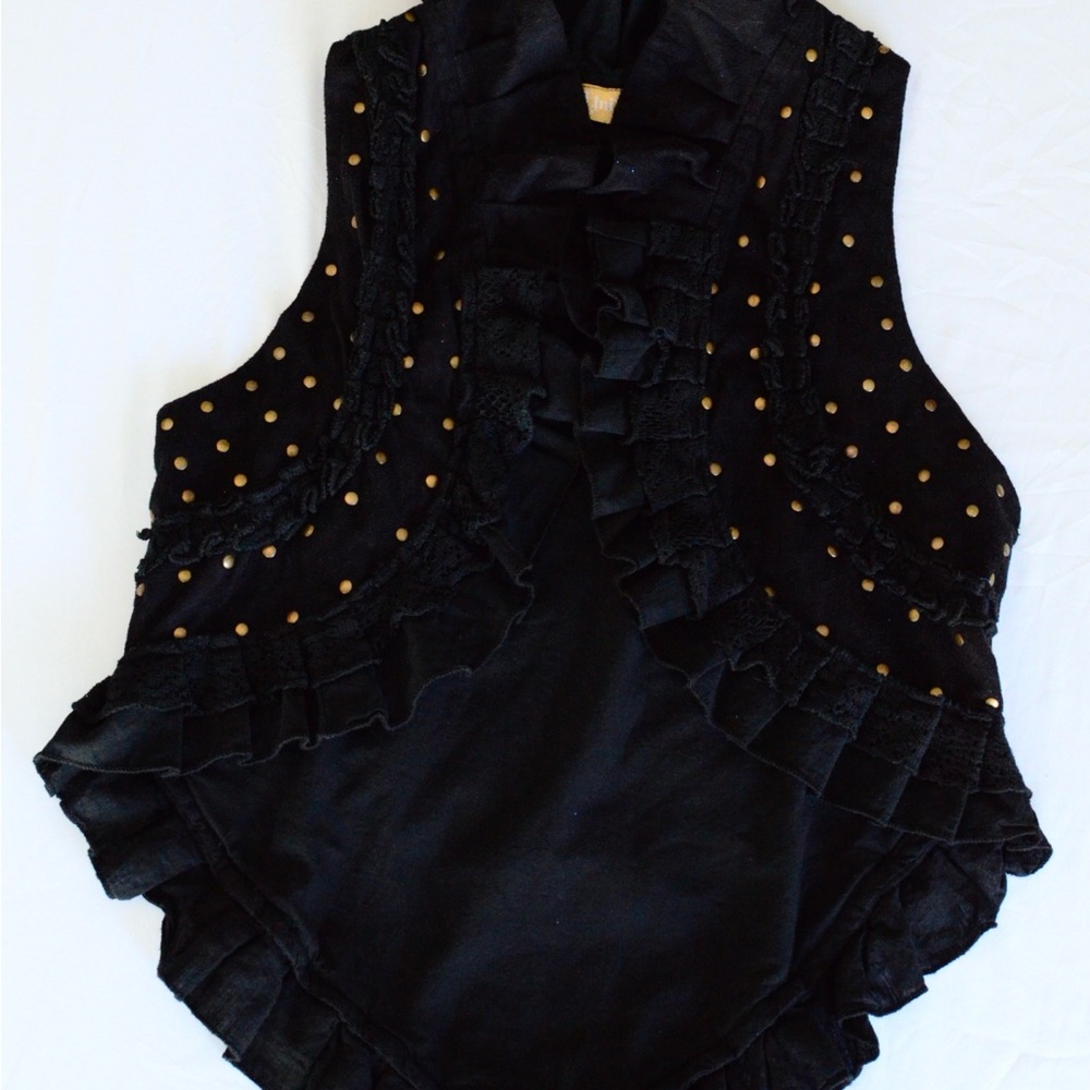 Steampunk Gothic Corset Vest – Lace-Up, Ruffled, Fairycore – Size L